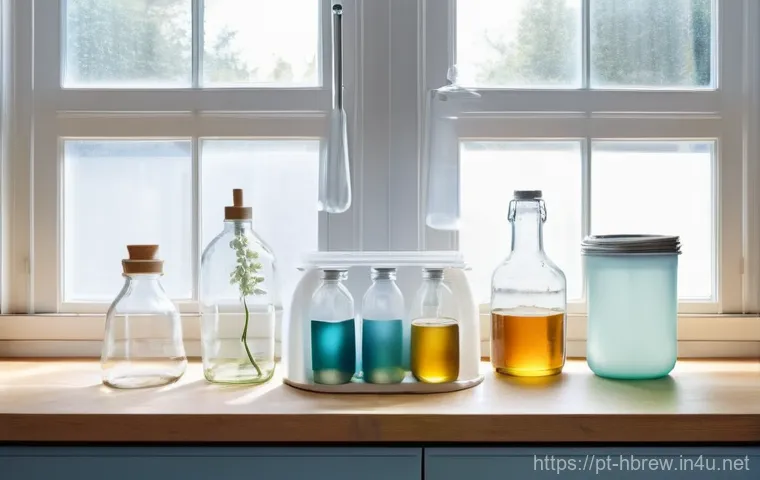 홈메이드 술 안전한 발효법 - **Prompt 1: The Pristine Setup for Home Fermentation**
"A bright, well-lit kitchen countertop, m...