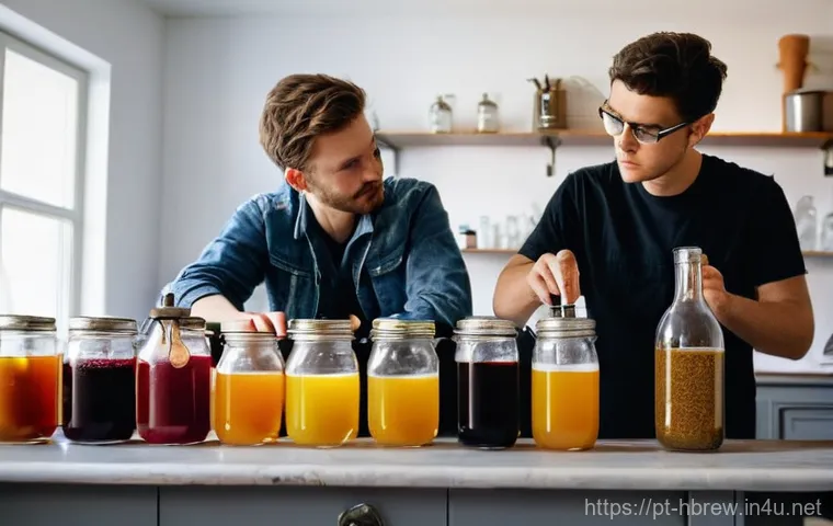 홈메이드 술 관련 커뮤니티 추천 - **Prompt:** A diverse group of homebrewing enthusiasts, ranging from their late teens to senior citi...