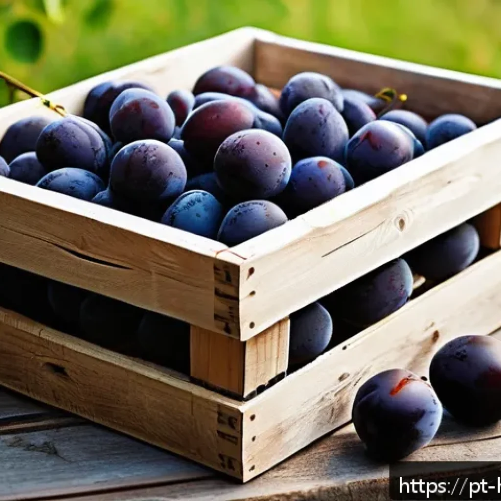홈메이드 매실주 발효 - A rustic kitchen scene showcasing the selection of ripe plums for homemade liqueur preparation: vibr...